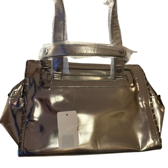 Grayson Holiday 2012 Studded Metallic Pewter Leather Satchel - Picture 1 of 10